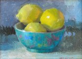 Turquoise Bowl with Lemons closeup details